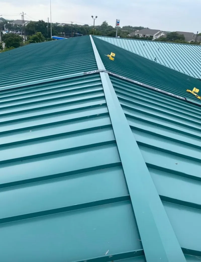 Green commercial metal roof ridge and valley for Metal Roof Repair in Moses Lake